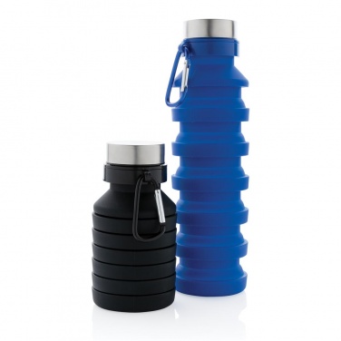 Logo trade corporate gift photo of: Leakproof collapsible silicon bottle with lid, black