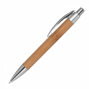Logo trade promotional gifts image of: #9 Bamboo ballpen with sharp clip, beige