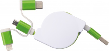 Logotrade promotional merchandise picture of: Charging cable with extension with 3 different plugs, Green
