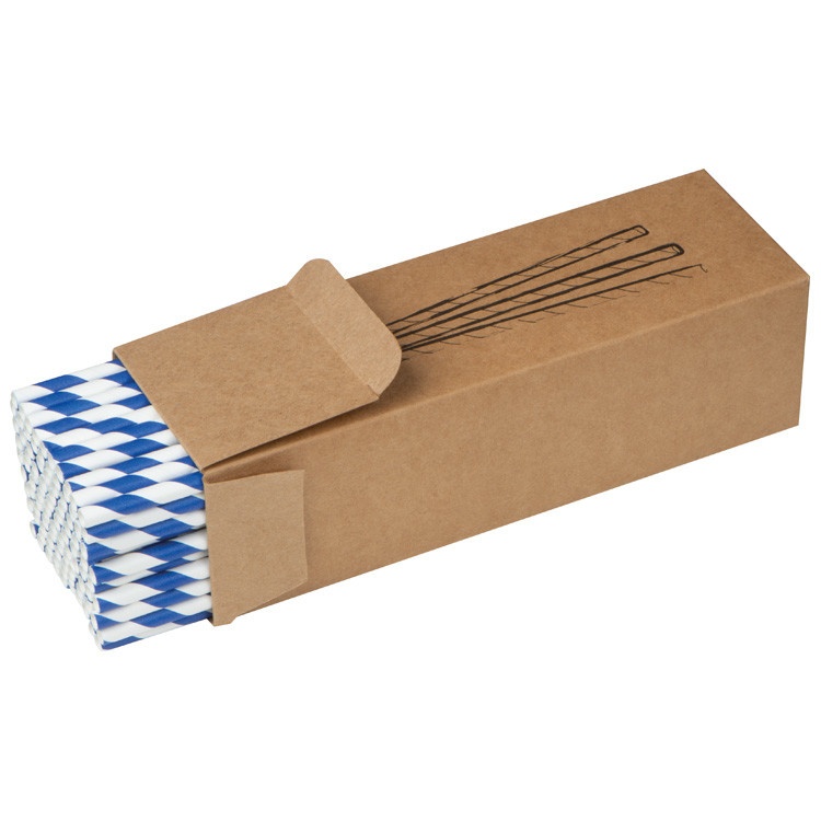 Logotrade promotional merchandise photo of: Set of 100 drink straws made of paper, white blue
