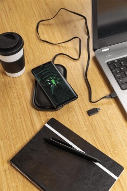 Logo trade advertising products picture of: Wireless charging 5.000 mAh powerbank base, black