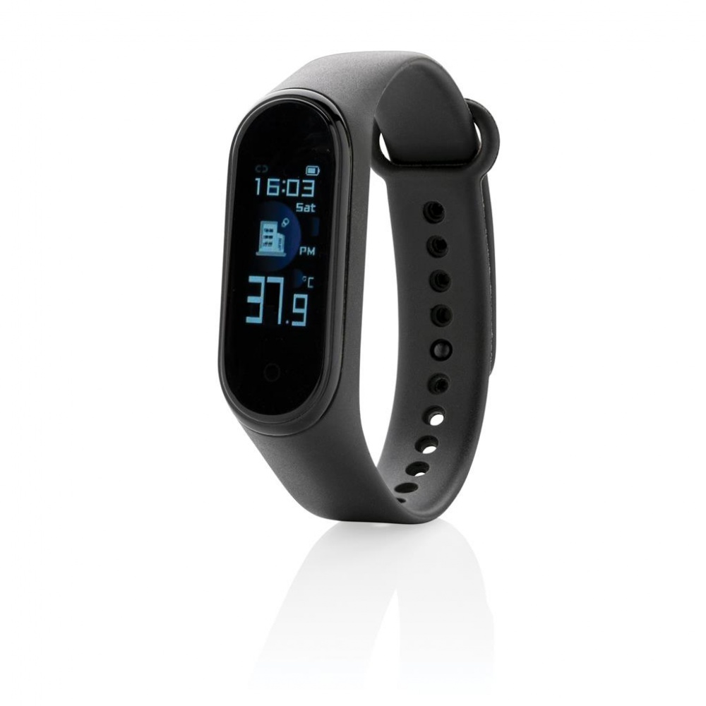 Logo trade corporate gift photo of: Smart watch Stay Healthy with temperature measuring, black