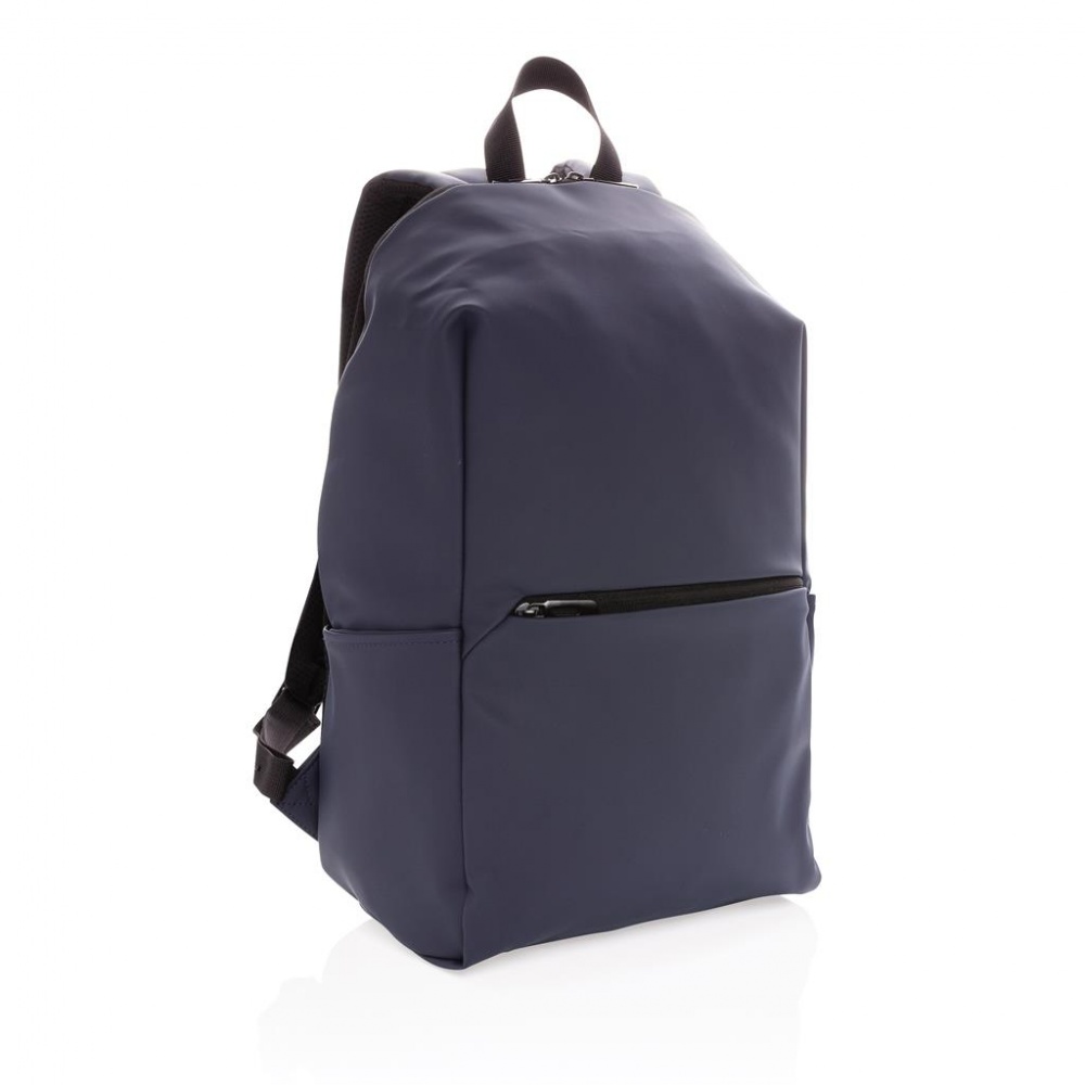 Logo trade promotional giveaways image of: Smooth PU 15.6"laptop backpack, navy