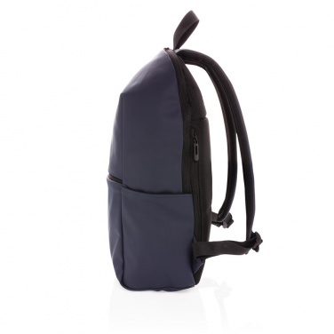 Logo trade promotional giveaways image of: Smooth PU 15.6"laptop backpack, navy