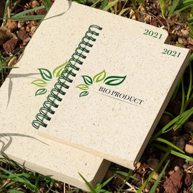 Logotrade promotional products photo of: Erba notebook made of grass, beige
