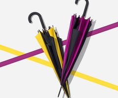 Logotrade promotional product image of: Yellow and black umbrella Saint Tropez
