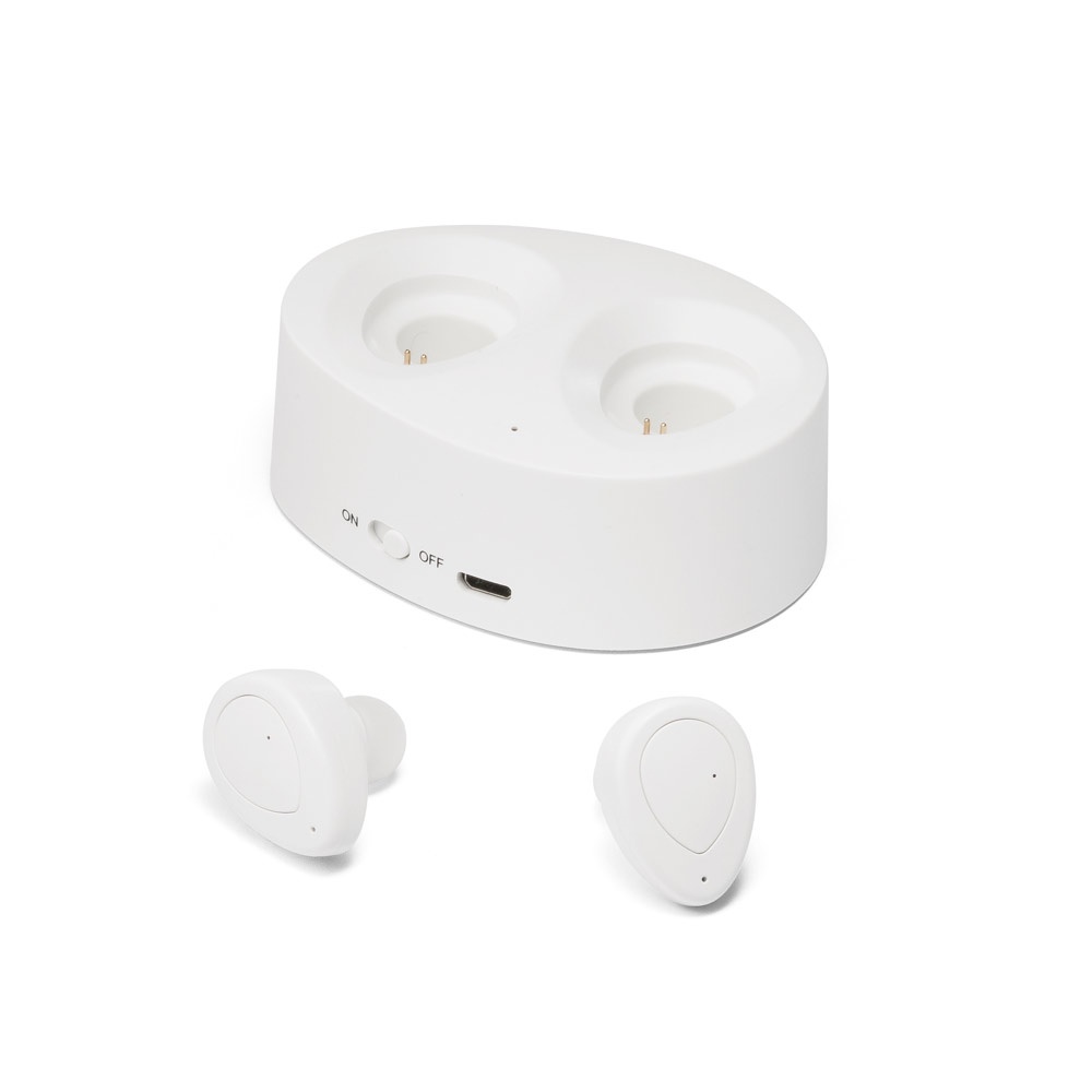 Logo trade promotional gifts picture of: Wireless earphones CHARGAFF, white