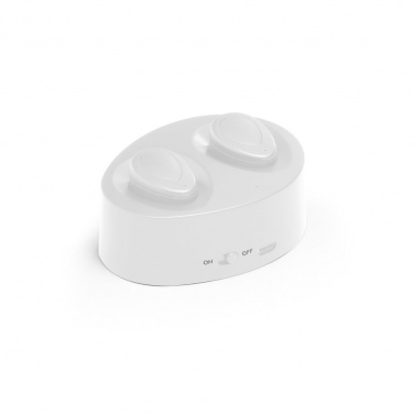 Logo trade promotional merchandise picture of: Wireless earphones CHARGAFF, white