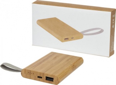 Logo trade promotional products image of: Tulda 5000 mAh bamboo power bank, light brown