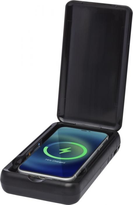 Logotrade corporate gift image of: Nucleus UV smartphone sanitizer with 10000 mAh powerbank, black