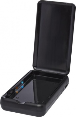 Logo trade promotional merchandise image of: Nucleus UV smartphone sanitizer with 10000 mAh powerbank, black
