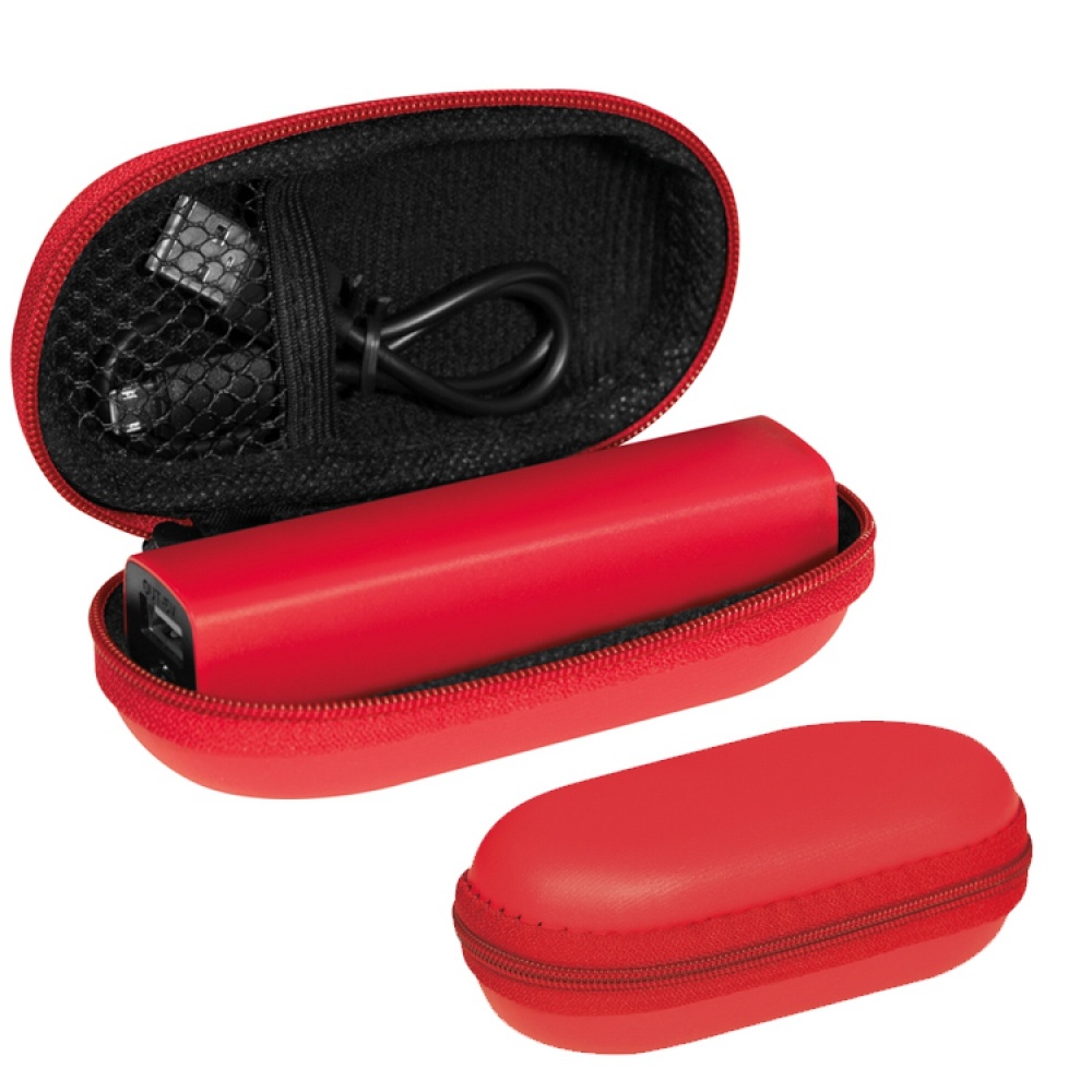 Logo trade promotional item photo of: 2200 mAh Powerbank with case, Red