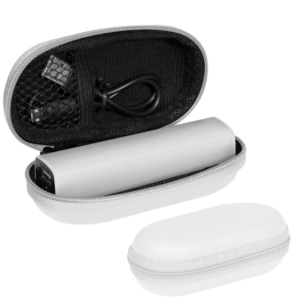 Logo trade promotional items image of: 2200 mAh Powerbank with case, White