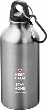 Logo trade corporate gifts picture of: Oregon drinking bottle with carabiner, silver