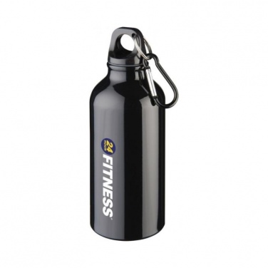 Logo trade promotional giveaways picture of: Oregon drinking bottle with carabiner, black