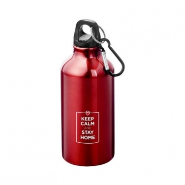 Logo trade promotional product photo of: Oregon drinking bottle with carabiner, red