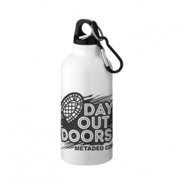 Logotrade business gift image of: Oregon drinking bottle with carabiner, white