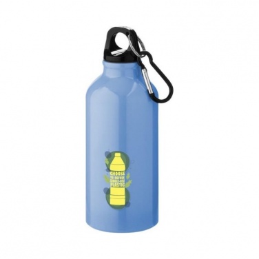 Logo trade promotional merchandise picture of: Drinking bottle with carabiner, light blue