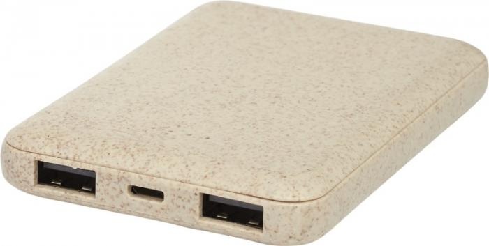 Logo trade promotional merchandise picture of: Asama 5000 mAh wheat straw power bank, beige