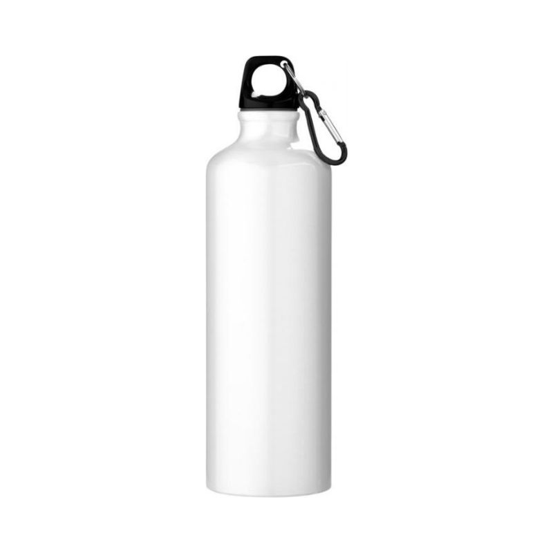 Logo trade promotional giveaway photo of: Pacific bottle with carabiner, white