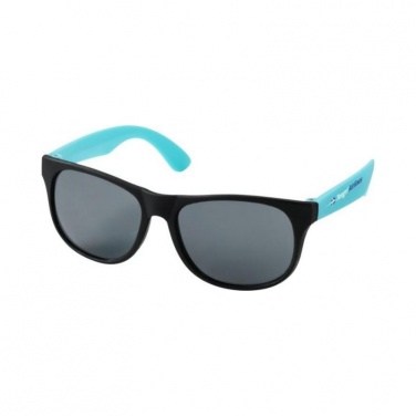 Retro duo-tone sunglasses, aqua blue with logo