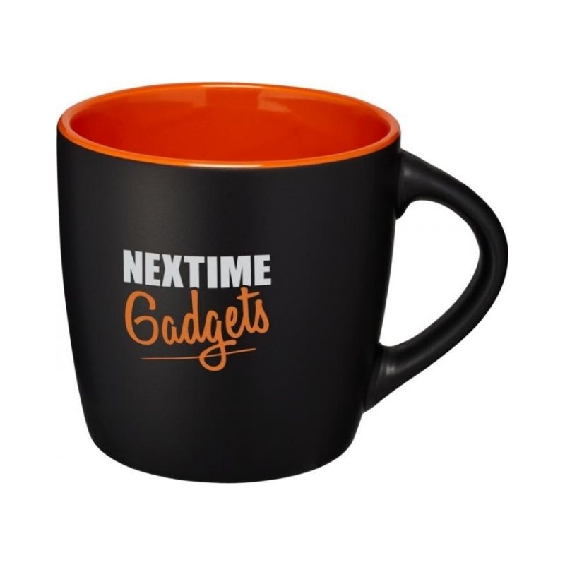 Logo trade promotional items image of: Riviera ceramic mug, black/orange