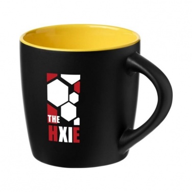 Logo trade promotional gifts image of: Riviera 340 ml ceramic mug, yellow/black