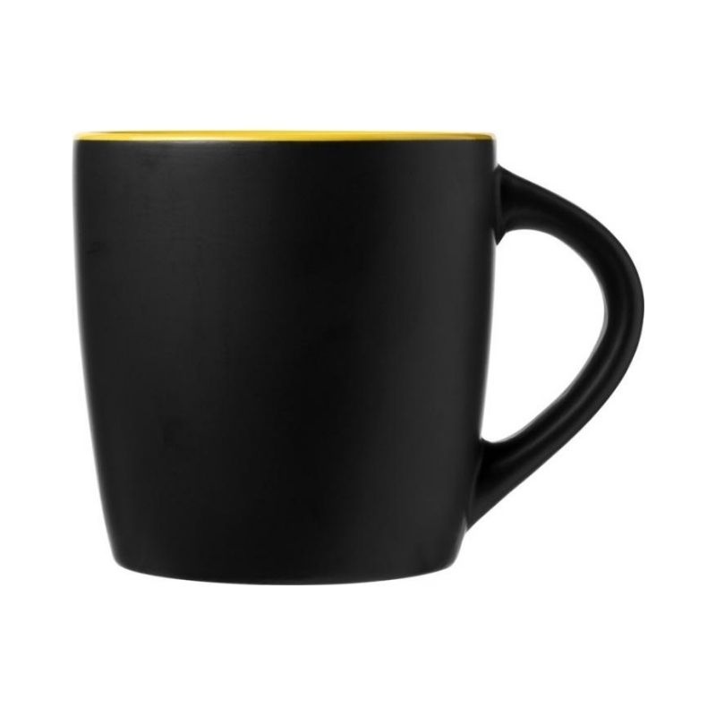 Logo trade promotional giveaway photo of: Riviera 340 ml ceramic mug, yellow/black