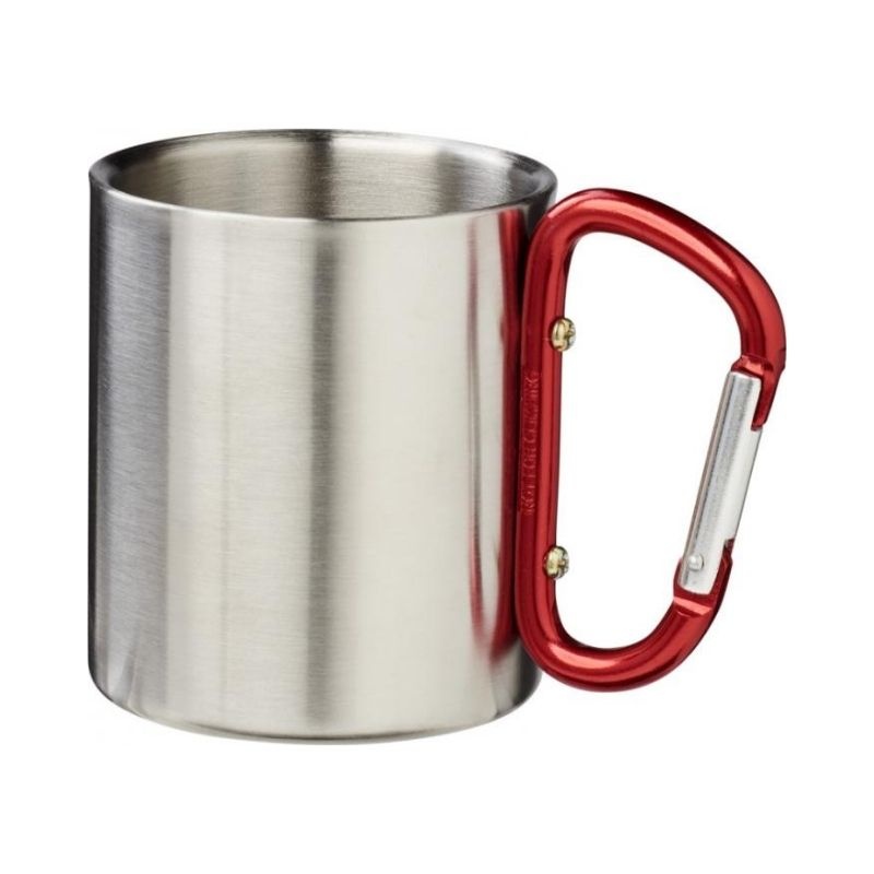 Logotrade promotional giveaway image of: Alps 200 ml vacuum insulated mug with carabiner, red