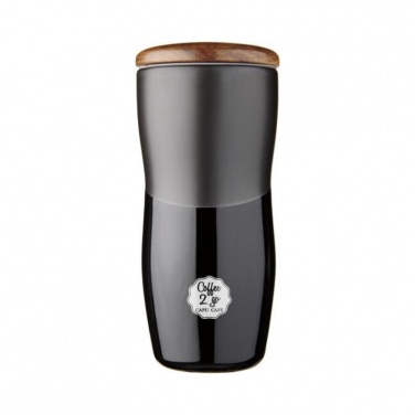 Logo trade promotional giveaways picture of: Reno 370 ml double-walled ceramic tumbler, black