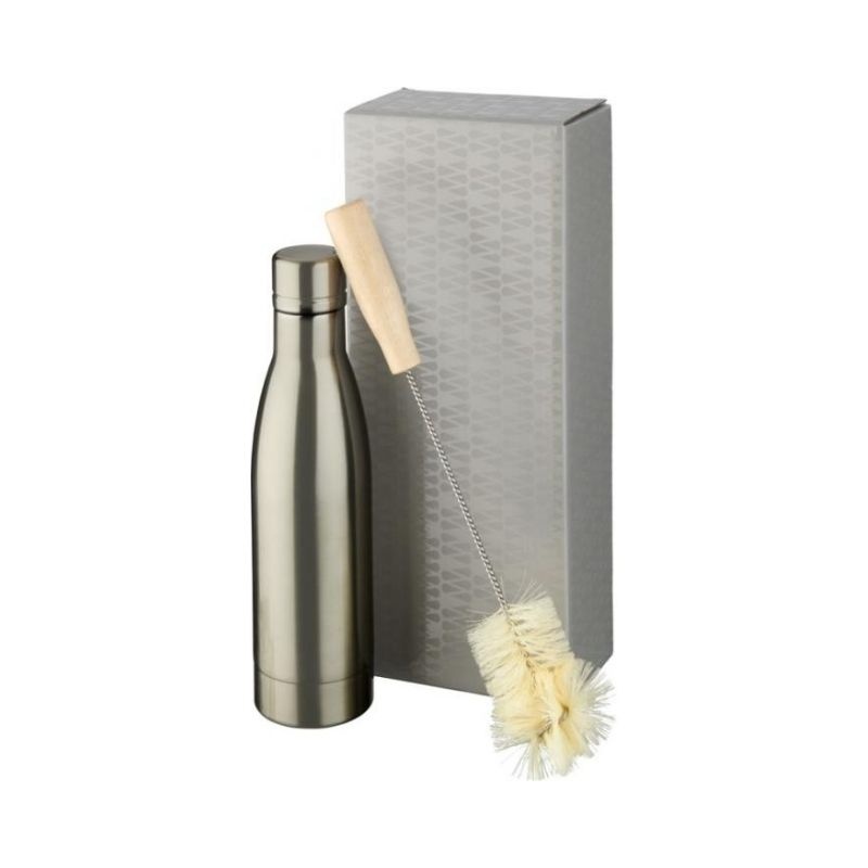Logotrade promotional gift image of: Vasa copper vacuum insulated bottle with brush set, titanium