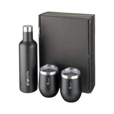 Logo trade promotional giveaways picture of: Pinto and Corzo copper vacuum insulated gift set, black