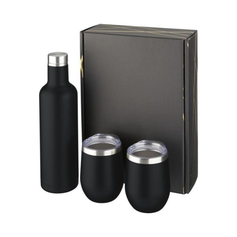 Logo trade promotional gifts picture of: Pinto and Corzo copper vacuum insulated gift set, black