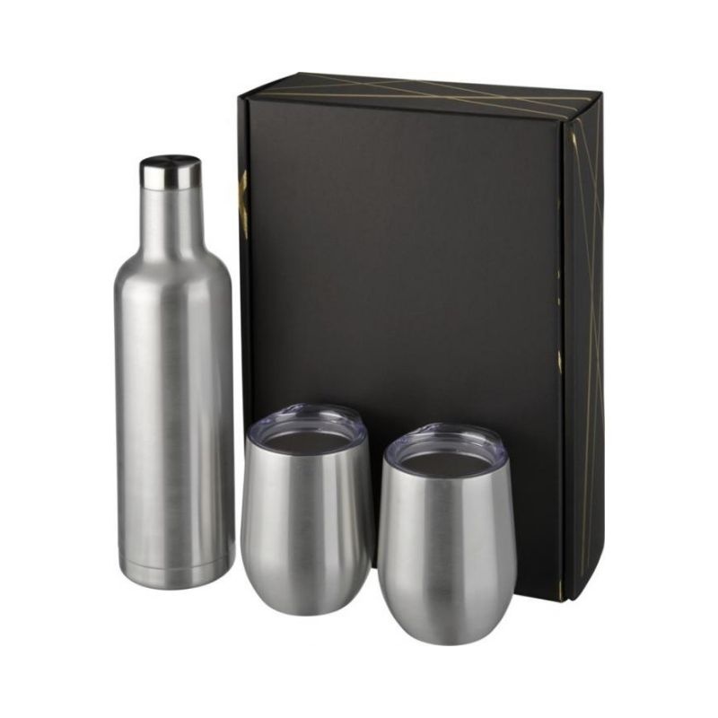 Logo trade promotional giveaway photo of: Pinto and Corzo copper vacuum insulated gift set, silver