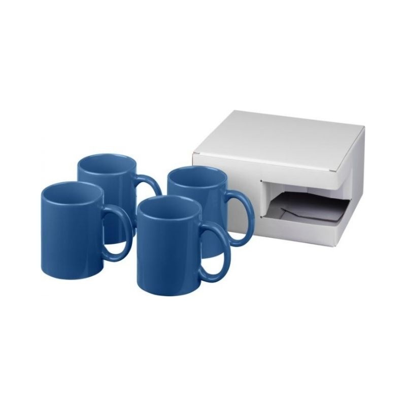 Logo trade corporate gifts picture of: Ceramic mug 4-pieces gift set, blue