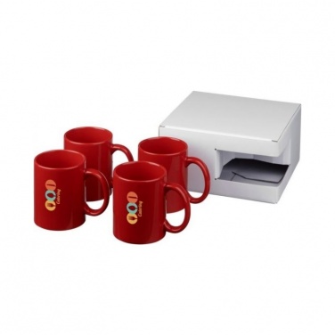 Logo trade promotional giveaways image of: Ceramic mug 4-pieces gift set, red
