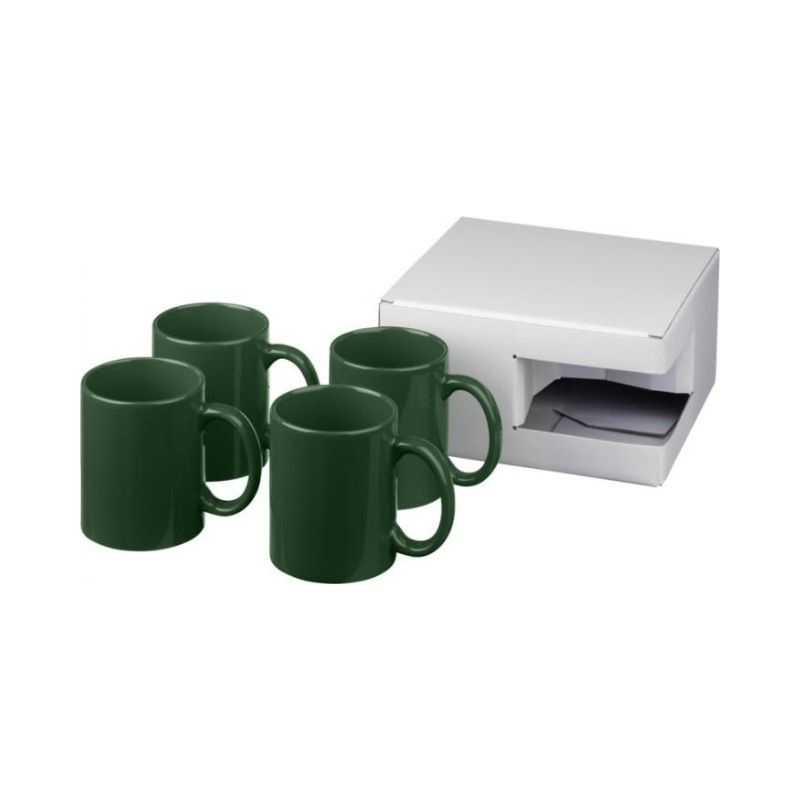 Logo trade business gift photo of: Ceramic mug 4-pieces gift set, green