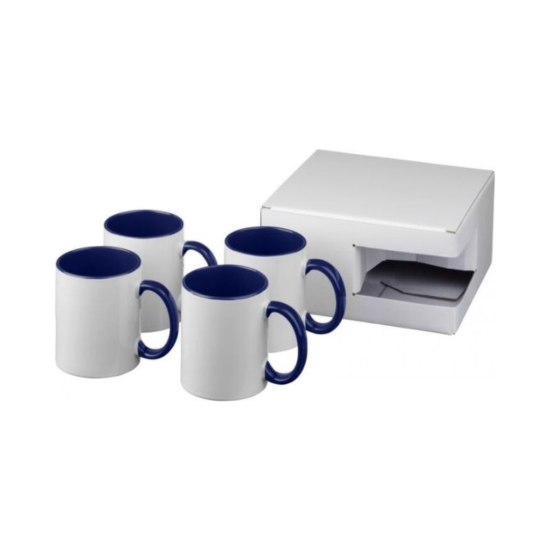 Logo trade promotional giveaways picture of: Ceramic sublimation mug 4-pieces gift set, blue