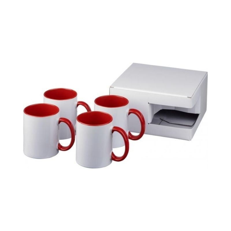 Logotrade promotional giveaways photo of: Ceramic sublimation mug 4-pieces gift set, red