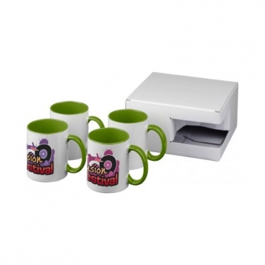 Logotrade business gifts photo of: Ceramic sublimation mug 4-pieces gift set, lime green