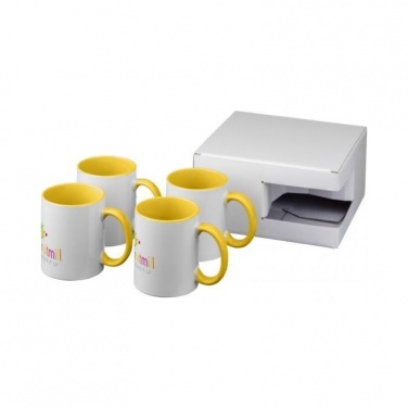 Logotrade advertising products photo of: Ceramic sublimation mug 4-pieces gift set, yellow