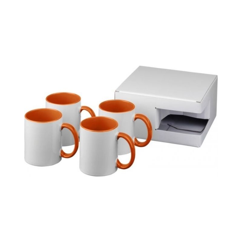 Logotrade promotional products photo of: Ceramic sublimation mug 4-pieces gift set, orange