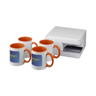 Logo trade promotional items image of: Ceramic sublimation mug 4-pieces gift set, orange