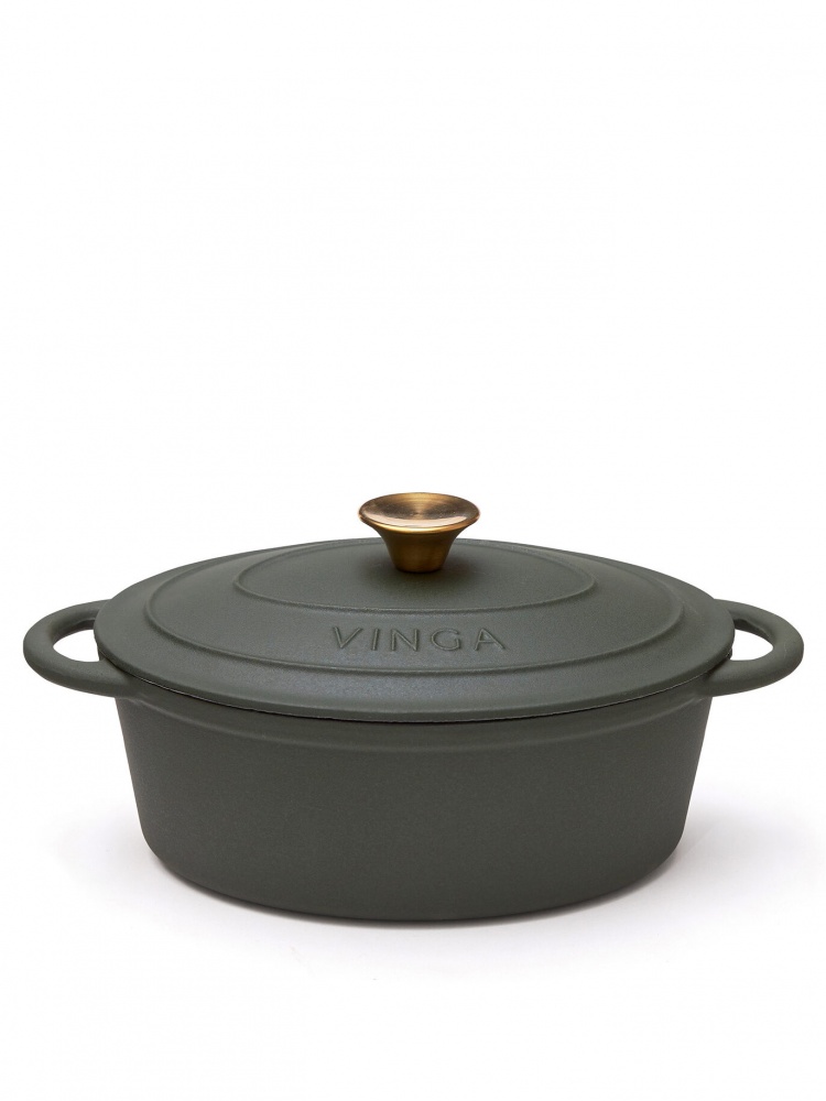 Logo trade promotional giveaway photo of: Monte cast iron pot, oval, 3,5L, green