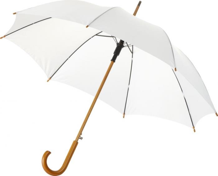 Logo trade business gifts image of: Kyle 23" auto open umbrella wooden shaft and handle, white