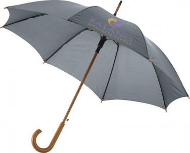 Logotrade promotional merchandise image of: Kyle 23" auto open umbrella wooden shaft and handle, grey