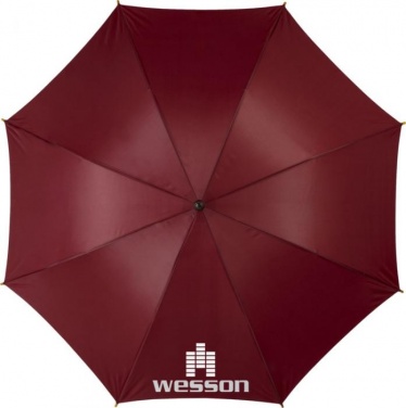 Logo trade promotional gift photo of: Kyle 23" auto open umbrella wooden shaft and handle, red