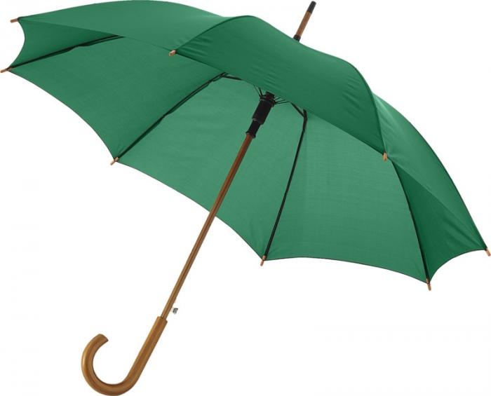 Logo trade promotional merchandise image of: Kyle 23" auto open umbrella wooden shaft and handle, green