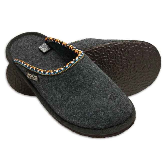 Logo trade promotional products image of: Natural felt and rubber slippers, dark gray