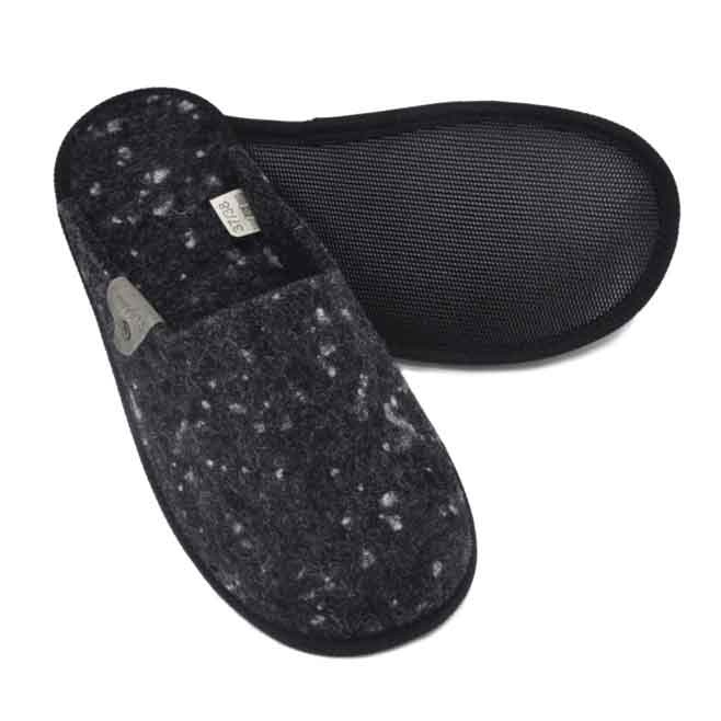 Logo trade business gifts image of: Natural felt variegated slippers, black